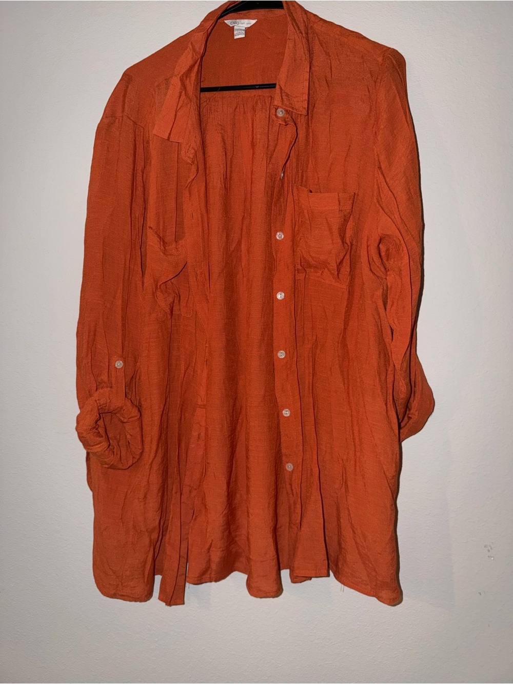 Cato Lightweight Button-Down Shirt in Orange